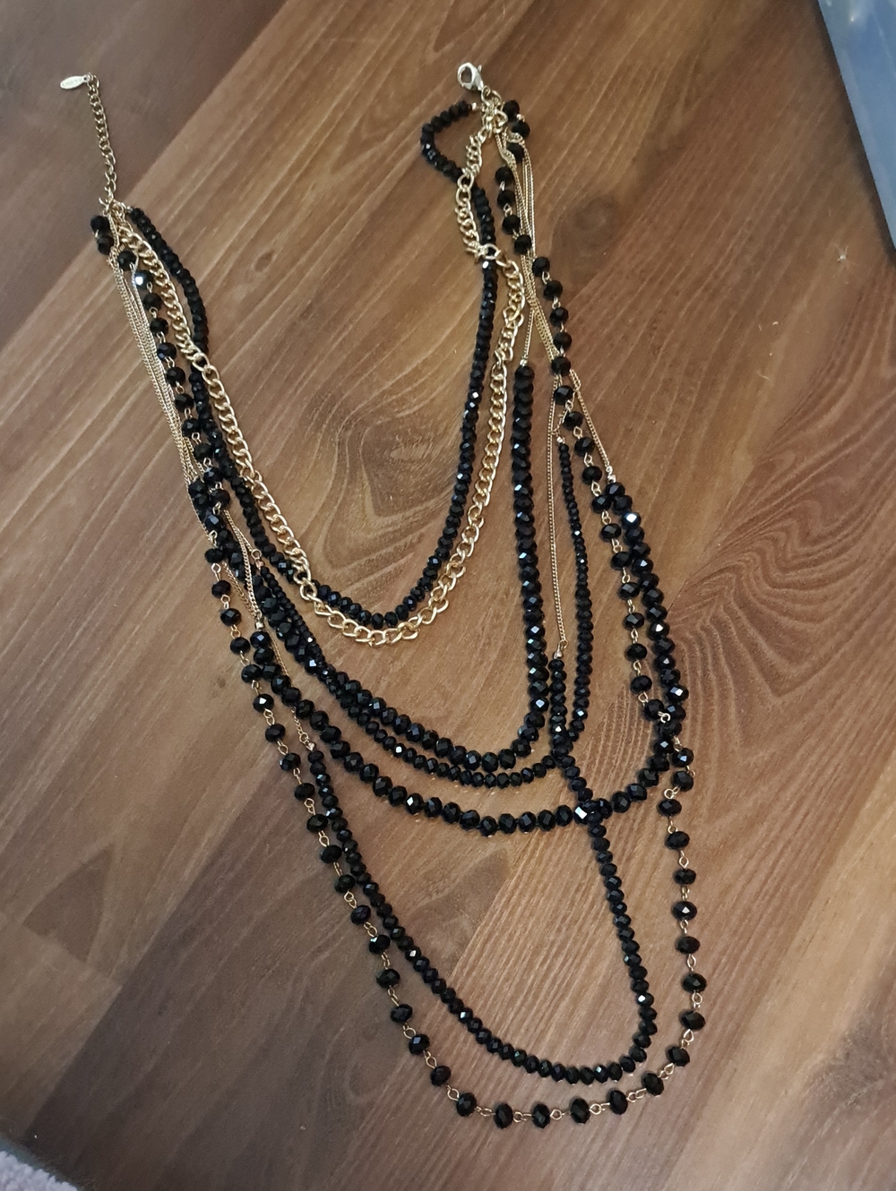 Aldo Black and Gold Multi-Layer Necklace